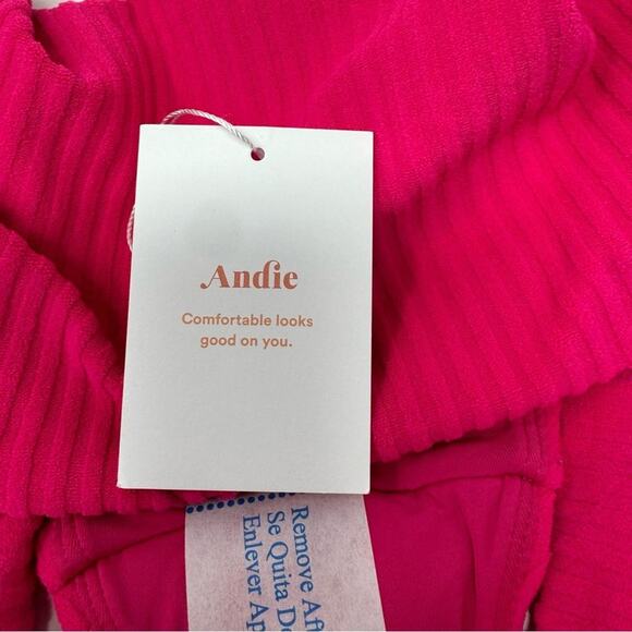 Andie Swim Size XXL The 90s Bikini Bottom Rib Terry Neon Hibiscus Pink NEW - Picture 13 of 14